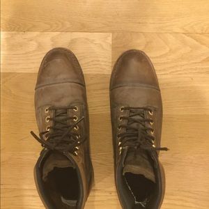 Brown leather men's work boots